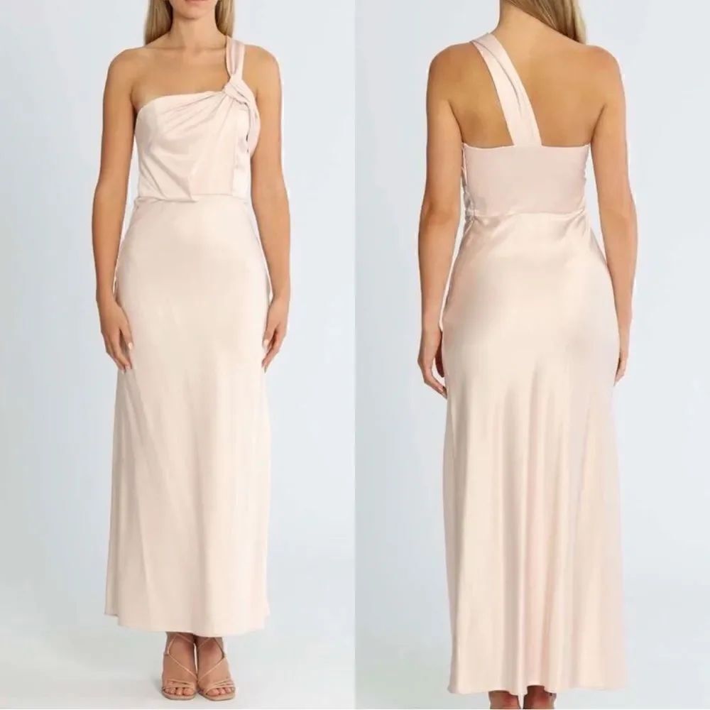 SIGNIFICANT OTHER NWT Macy Draped One Shoulder Satin Dress in Blush Pink SIZE 4